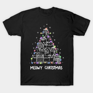Meowy Cat Christmas Tree T-Shirt